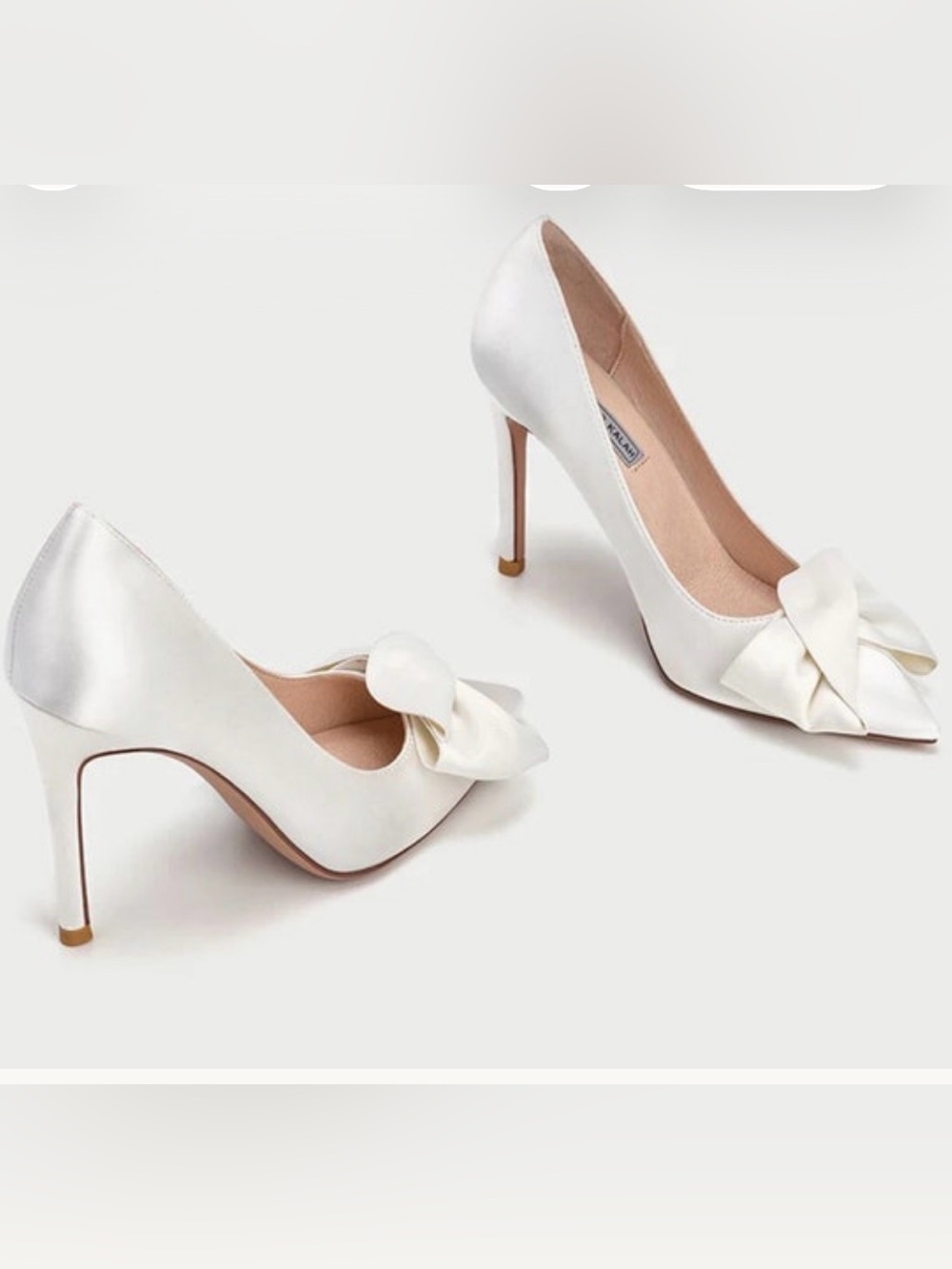 Elegant White Satin Bow Pointed-Toe Stiletto Pumps